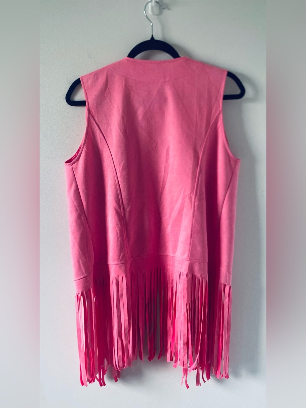 Pink Fringe Open Vest, Boho, Festival, Moto, Coastal Cowgirl, Costume, Western - Picture 2 of 5